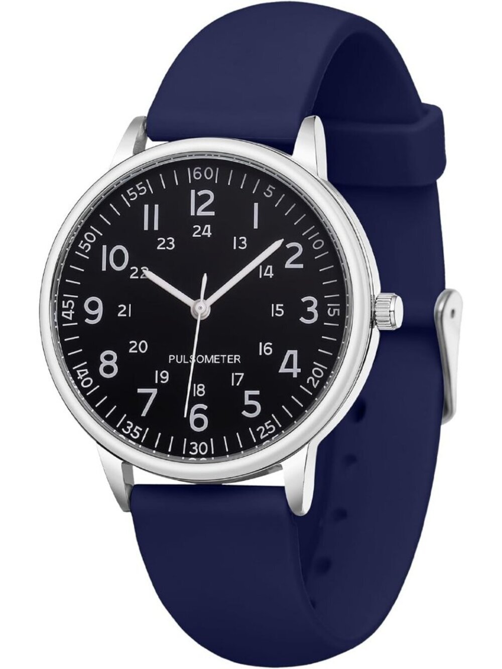 Women's Blue Analog Quartz Solid Silicone Band Read Dial Nurse Round Wrist Watch